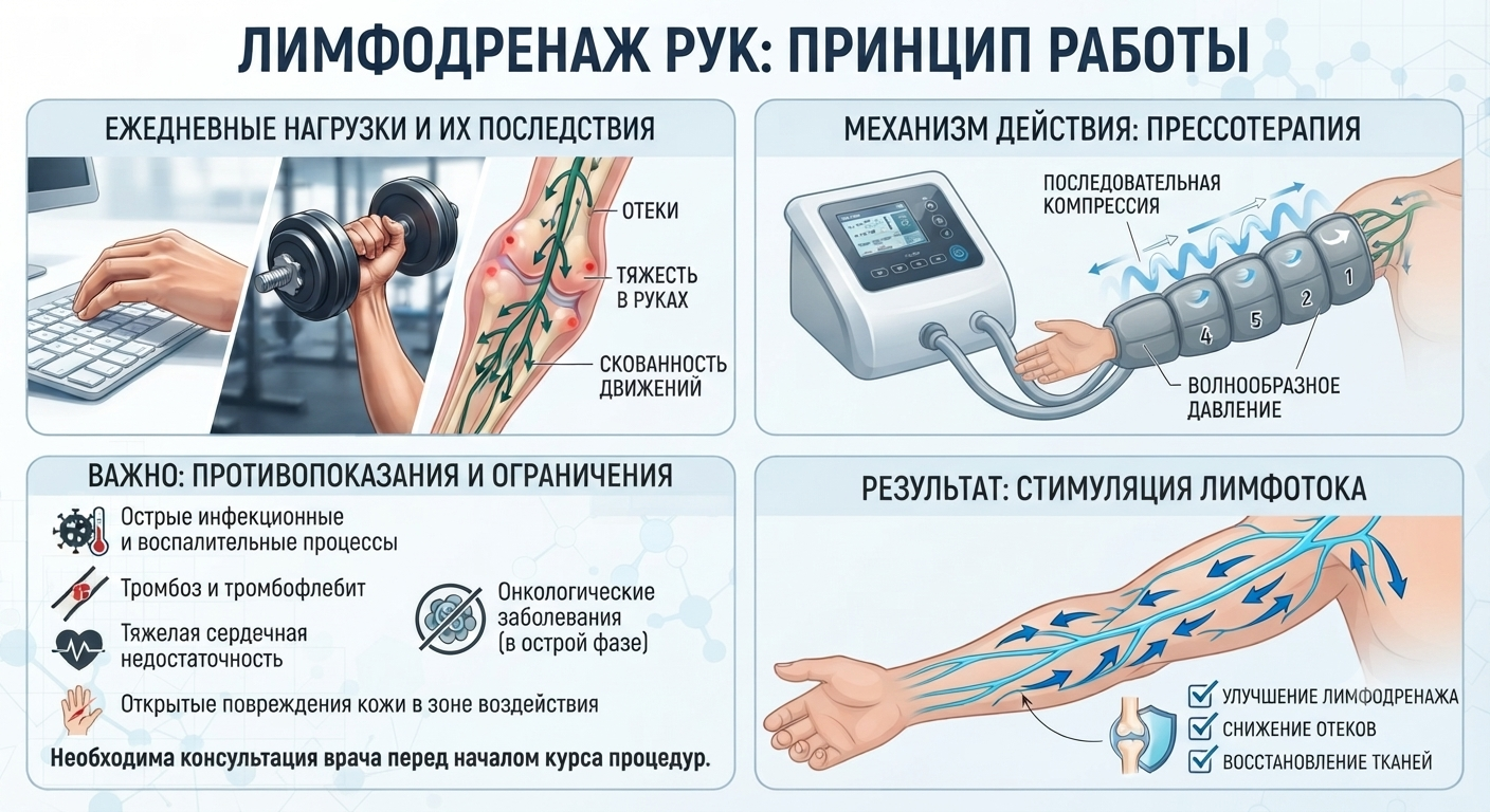 Принцип работы лимфодренажа рук и противопоказания