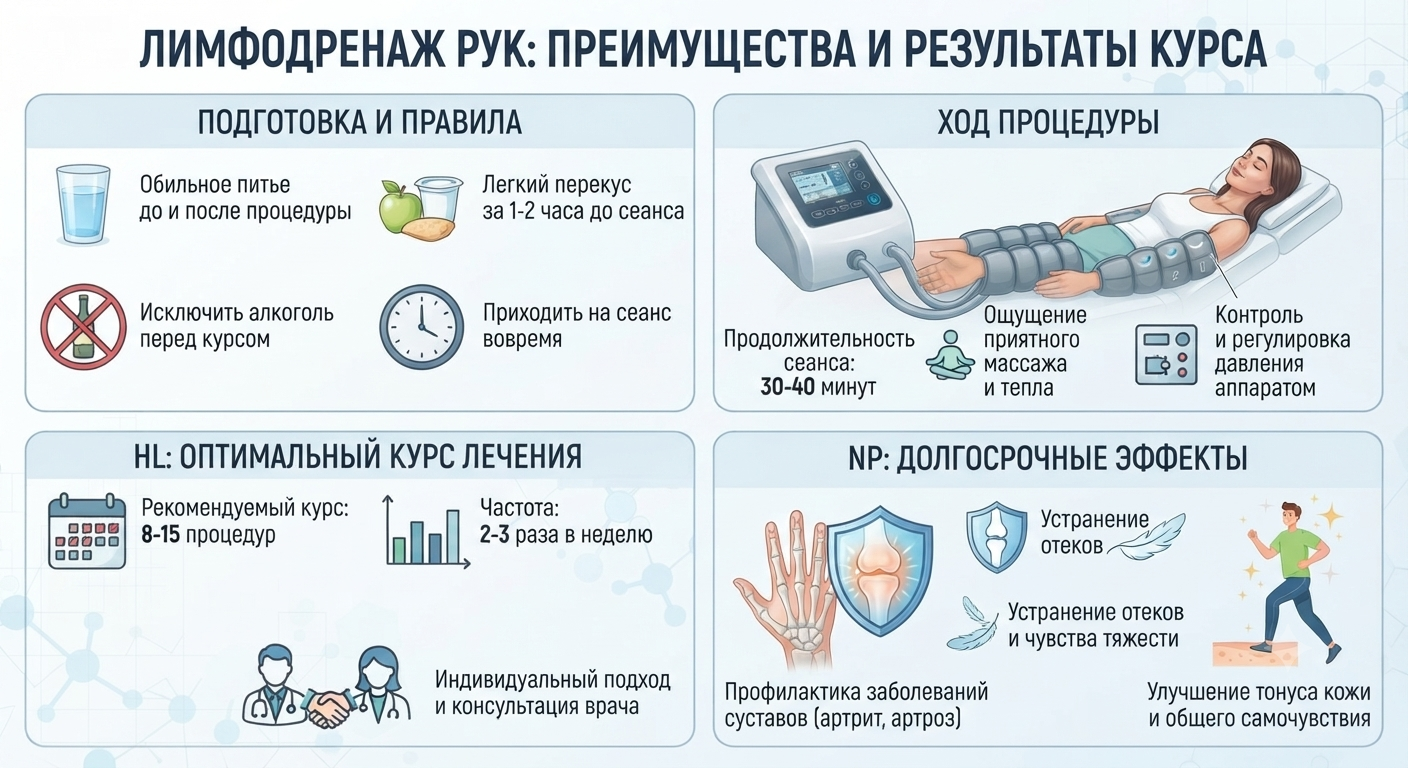 Преимущества и результаты курса лимфодренажа рук