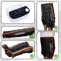 лимфодренажный массажер smartwave 600, комплект с манжетами для ног, манжетой для руки, манжетой для талии и манжетой-шорты